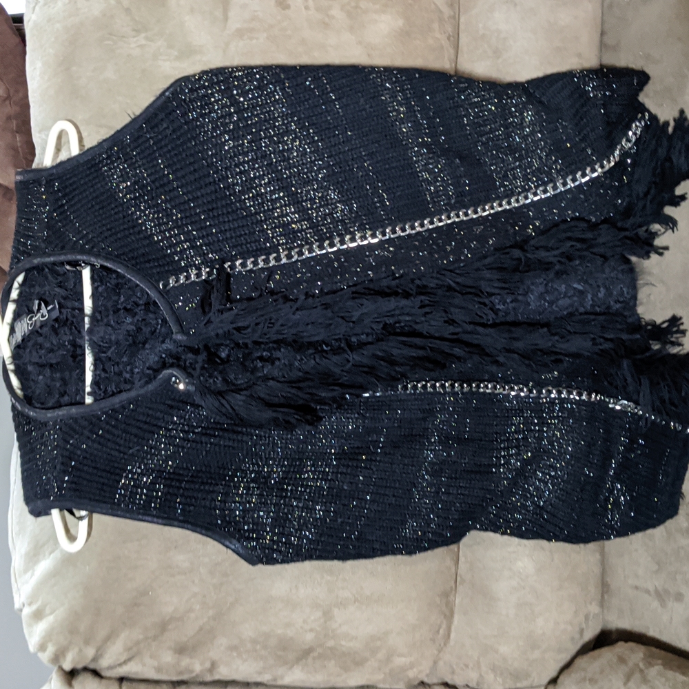 Black and silver heavy sweater vest